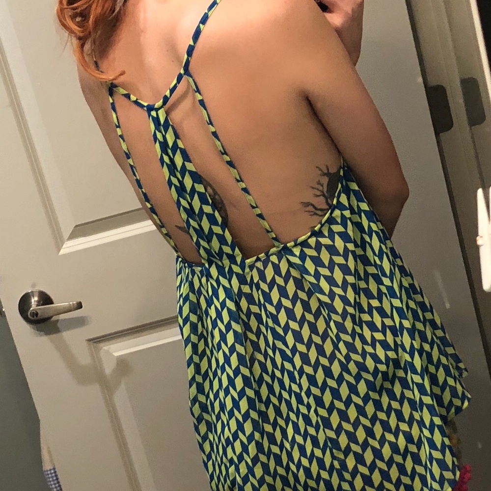 Super cute blue and green checkered tank